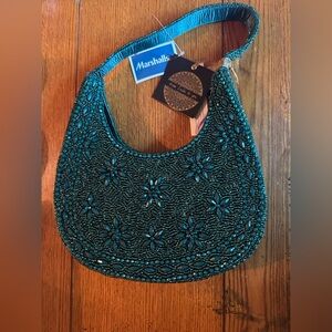 Viral Beaded Green Handbag